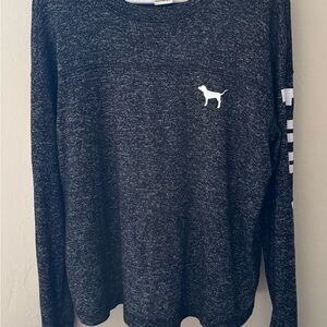 NWOT PINK Sleep Top SZ S/P Black Gray Mix Pajama Top Wake Up For What